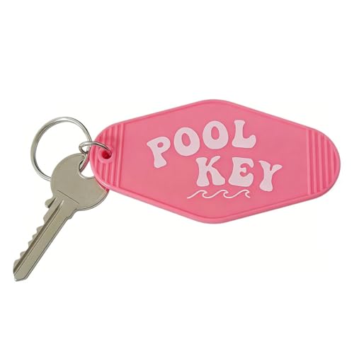 Image of Pool Key Keychain Plastic Vintage Motel Keychain Key Tag Pool Accessories for Women Men
