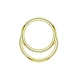Homxi Piercing Oreja Tragus Oro Calibre 16 (1.2x10mm), Doble Aro Pulido, Titanio Piercing para Oreja