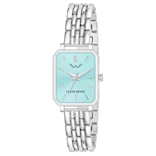 Image of LOUIS DEVIN Silver /Brown /Rose Gold Bracelet Metal Chain Analog Wrist Watch for Women (Blue /Green /Pink /Black /Silver /Brown /Rose Gold Dial) | LD-LS193-CH