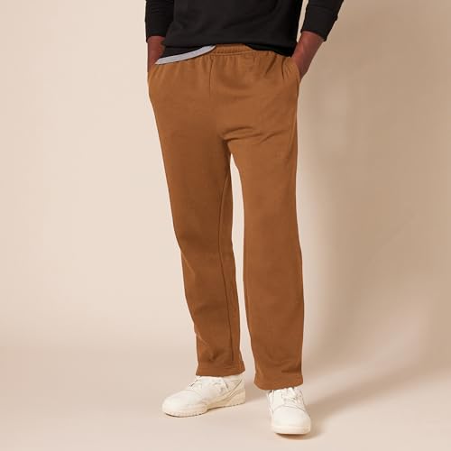 Amazon Essentials Herren Fleece-Jogginghose mit offenem Saum (erhältlich in Übergrößen), Toffee Braun, L