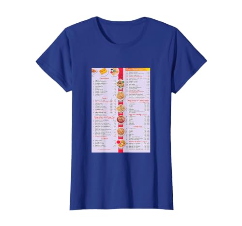 Chinese Food Menu T-Shirt, Women, Royal Blue, 3X-Large