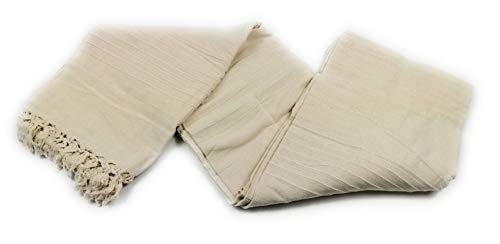Indische Tagesdecke XXL Sofaüberwurf Bettüberwurf Wohndecke Indien/India Baumwolle Decke 220x250 cm VIELE Varianten (Beige-Weiß) Cover