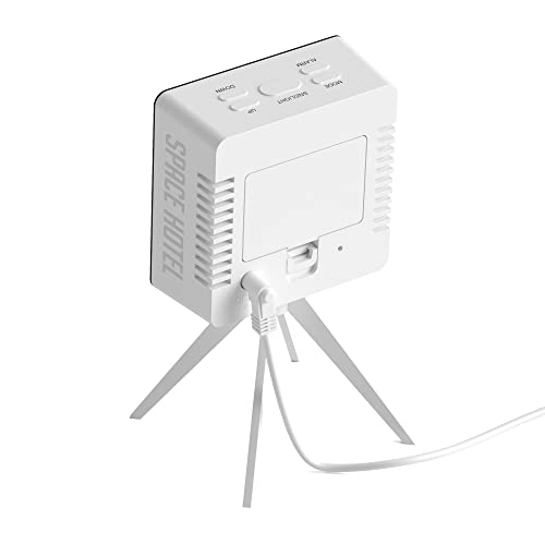 Space Hotel® Droid Digital Alarm Clock With Led Display, 12/24Hr, Room Temperature, Snooze, Night Mode, Brightness Dimmer, Mirror Surface, Office/Bedroom, Usb Powered & Battery Backup (White/Gold) #TOP4