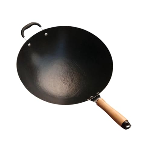 Wok con mango de madera, 34 cm de base plana miniatura 1