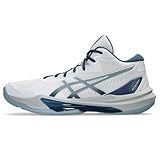 ASICS Men's Sky Elite FlyteFoam Mid Top 3 Volleyball Shoes, 9.5, White/Dolphin Grey