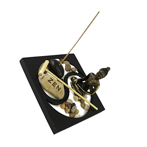SUPVOX Zen Meditation Garden Miniature Landscape Buddha Statue Tray Desktop Decor Mini Zen Garden Decorative for Office Random