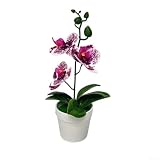 Orchidea Phalaenopsis in plastica, pianta in vaso, per soggiorno, camera da letto, decorazione, petali realistici, design a stelo flessibile (viola macchiato)