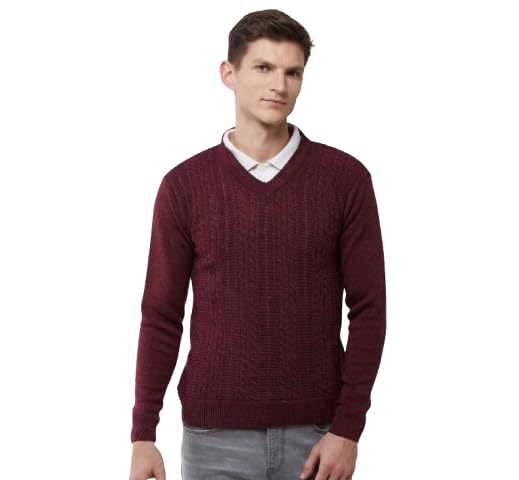Image of Pivl Men's V Neck Winter Solid Sweater - Warmth and Style for The Season