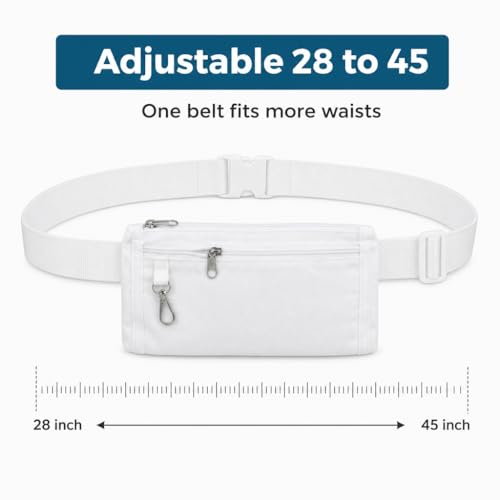 Image of Ihram Ahram Belt for Men | Hajj Umrah Bag | White Polyester Waterproof | 3 Pocket Zipper | Adjustable Strap | Fits Waist Size 28 to 42 | Nafeed