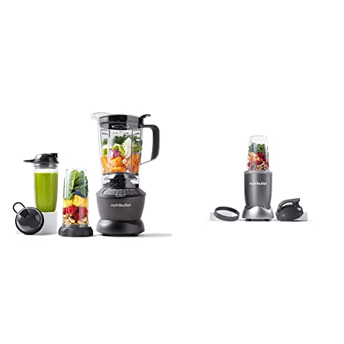 NutriBullet ZNBF30500Z Blender Combo 1200 Watt, 1200W, Dark Gray & Personal Blender for Shakes, Smoothies, Food Prep, and Frozen Blending, 24 Ounces, 600 Watt, Gray, (NBR-0601)