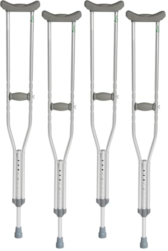 Hugo Mobility 721-785 Adjustable Adult Crutches for Walking, Silver (Pack of 2)