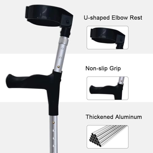 Muletas ajustables para antebrazo de aluminio ligero, soporte ergonómico de muñeca para 160-200 cm de altura, cómoda ayuda a la movilidad