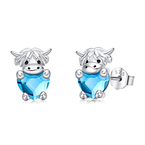 Pendientes de vaca escocesa en plata 925 para lucir en tu día a día casual