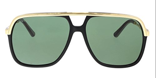 Gucci Gg0200S 001 Black/Gold Gg0200S Square Pilot Sunglasses Lens Category 3 #TOP1