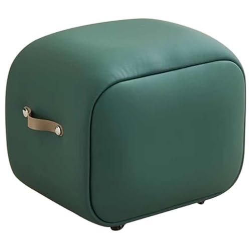 Reposapiés Sofa Otomana Móvil Cuadrado De Estilo Moderno, Banco Zapatero Portátil para Entrada con Asa, Rodillo Universal Silencioso, Regalo De Inauguración De La Casa(Dark Green)