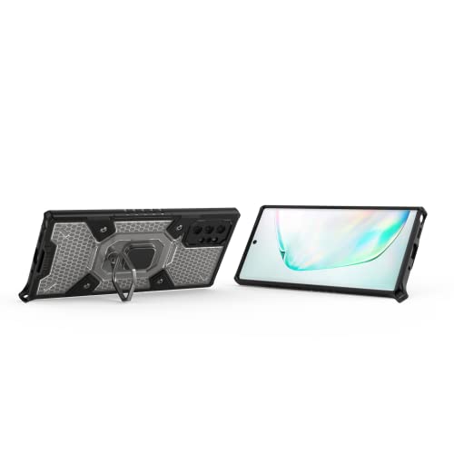 Image of zivite TPU Tough Armor Bumper Back Case Cover For Samsung Note 10 Pro|Ring Holder & Kickstand In-Built|360 Degree Protection Back Case Cover For Samsung Galaxy Note 10 Pro /Note 10 Plus (Black)