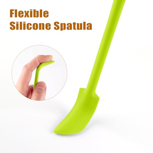 Silicone Spatula Set (6Pcs) - Mini Scraper Tool for Beauty & Food - Reach Every Last Drop, Multi-Size Spatulas for Makeup Jars, Lotion Bottles & Kitchen Containers​ (Green) — view 6