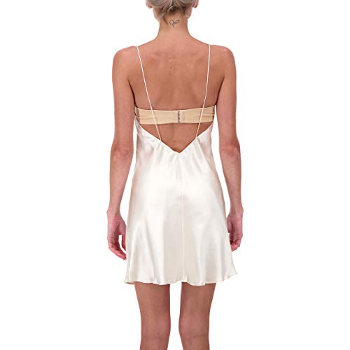 100% Silk Charmeuse Slip Dress Chemise Nightie Luxury Sleepwear (Xl) Cream #TOP2