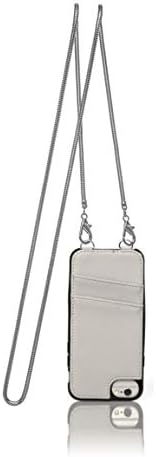 Caseahead Grey iPhone 6, 7 & 8 Wallet Case with Adjustable Crossbody Leather Strap, Additional 55" Snake Chain & Wristlet - 2 RFID Protective Lined Slots for Money, Credit Card, ID (Grey, 5.4"x 2.6")