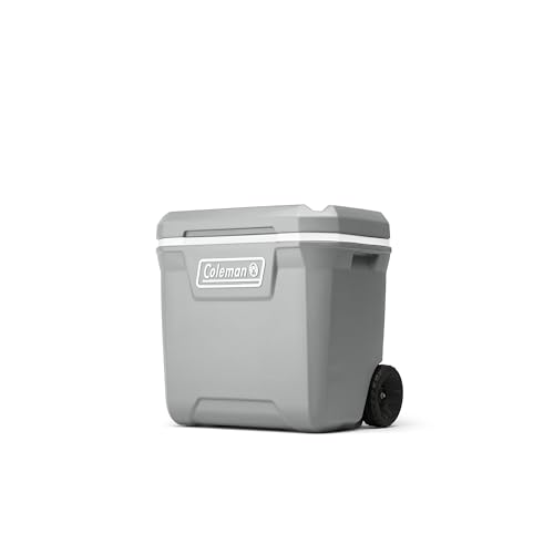 Coleman Classic Series Insulated Portable Rolling Cooler with Wheels, Leak-Resistant Outdoor Hard Cooler Keeps Ice up to 5 Days, 65-Quart