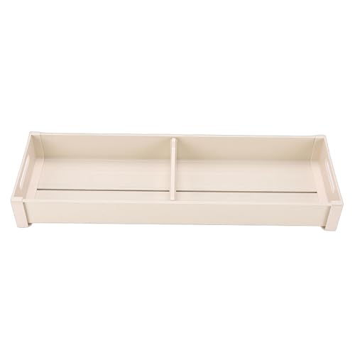 Fdit Organizador de Cajones, Bandeja de Utensilios de Cocina de Aluminio con Divisores Ajustables, Organizador de Cubiertos Apilable de Perfil Poco Profundo para Gabinete (Cubertero Blanco Leche