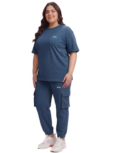 Image of Kepa Plus Size Summer Co Ord Set for Women | Top and Lower Set with Stretchable Waistband | Stylish Airport Outfit for Women | Western Track Suit Co-Ord Set for Casual Wear