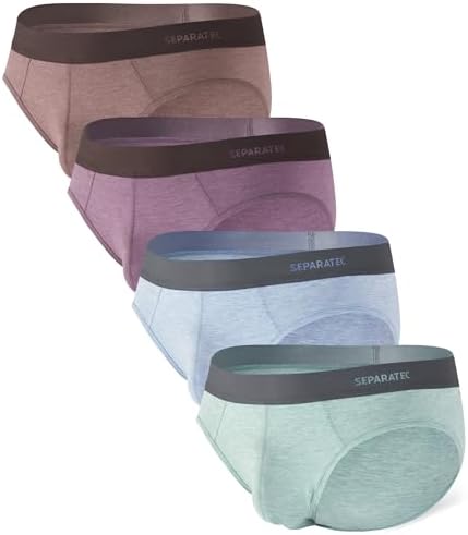 Separatec Mens Underwear Briefs, Breathable Cooling Rayon Made from Bamboo Underwear, Dual Pouch Mens Briefs 4 Pack