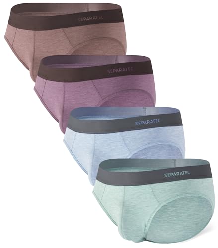 Separatec Mens Underwear Briefs, Breathable Cooling Rayon Made from Bamboo Underwear, Dual Pouch Mens Briefs 4 Pack