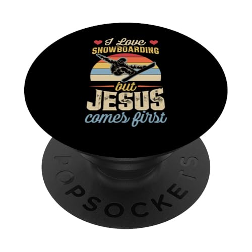 I Love Snowboarding But Jesus Comes First Christian PopSockets Adhesive