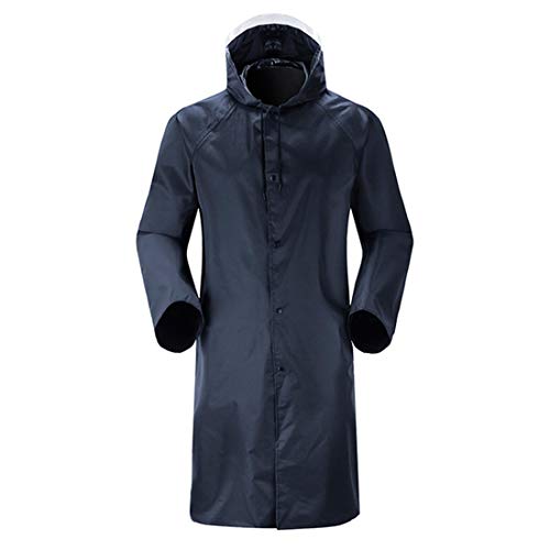 HMJ Raincoat Raincoat Reflective Strip Zipper Long Raincoat Waterproof Outdoor Rain Gear L Navy