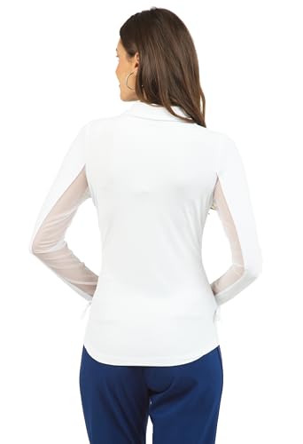 IBKUL Athleisure Wear Sun Protective UPF 50+ Icefil Cooling-Solid Adjustable Length Long Sleeve Polo-480003