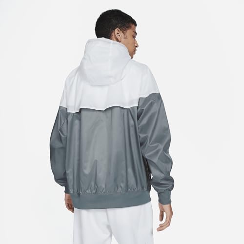Image of Nike Sportswear Windrunner Men's Hooded Jacket (Smoke Grey /White /Smoke Grey /Black, DA0001-084) Size Large Tall