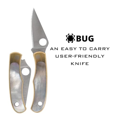 Spyderco Bug Folding Pocket Knife with 1.25 12c27 Steel Blade and Nickel Silver/Abalone Handle - EDC Knife for Men and Women, Perfect for Hunting, Tactical, Camping, Survival - PlainEdge - C133AP - Image 2