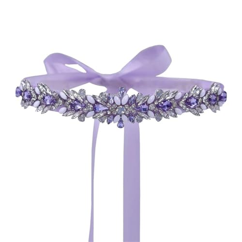 Rhinestone Bridal Wedding Accessory, Women's Evening Dress Belt, Purple Applique Belt2