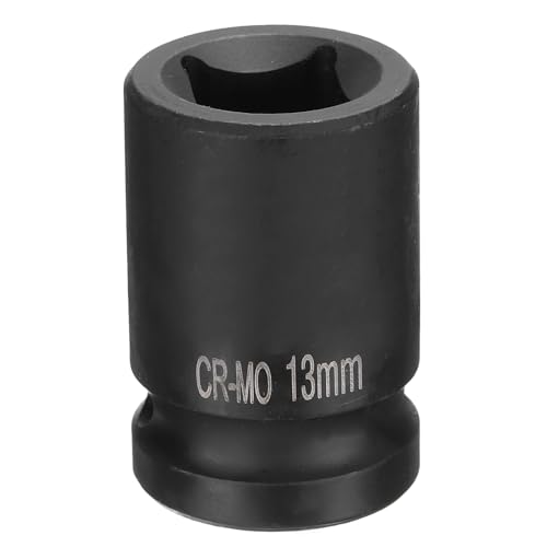 QUARKZMAN Douille à Choc Carrée 1/2" 13mm Métrique CR-MO 4 Pointe Standard Noircissante pour Outil Pneumatique de Réparation Automobile