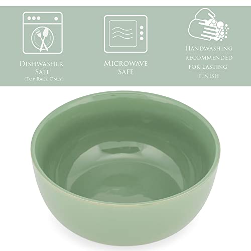 Elanze Designs Bistro Glossy Ceramic 6.5 Inch Soup Bowls Set Of 4, Sage Green #TOP1
