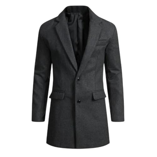Men's Winter Jacket Officewear Suit Coat Mid Length Lapel Single Breasted Casual Outerwear - Main Image