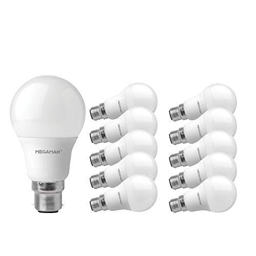 Megaman 10 Pack LED Bulbs, 9.5W 810lm, Cool White, 4000K, 15000hr Life, BC 60W Halogen Replacement, Bayonet Cap