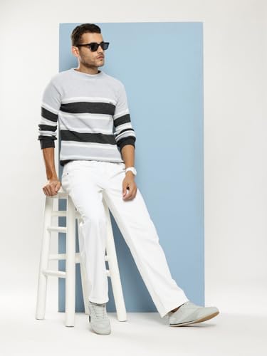 Image of Aarika Mens Winter Wear Cream Colour Solid Woolen Sweater