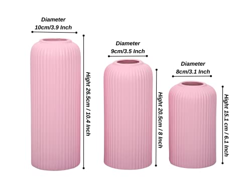 Image of KREATIVE ART'S Pink Flower Vase for Home Decoration, Ceramic Vases for Home Decor, Home Decor Items for Living Room, (Pink Vases -Set of 3 pcs)