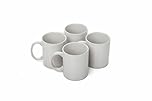 Haden 4PC Stoneware Mug Set – White 12oz Mugs Set, Microwave Safe and Dishwasher Safe, Durable Stoneware Mugs, Perfect for Tea, Coffee, and Hot Beverages – Elegant White Mug Set of 4 for Kitchen
