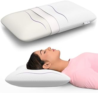 MY ARMOR Ergonomic Memory Foam Pillow, Orthopedic Pillow for Neck Pain Relief & Back Support with Removable Washable Cover, 4.5 Inch Height - Pack of 1