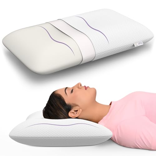 MY ARMOR Ergonomic Memory Foam Pillow, Orthopedic Pillow for Neck Pain Relief & Back Support with Removable Washable Cover, 4.5 Inch Height - Pack of 1