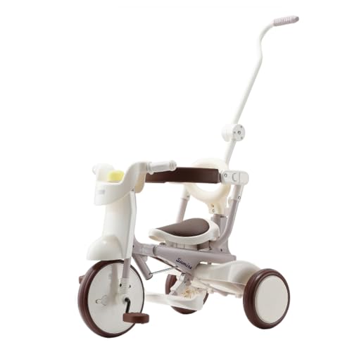 【名入れ対応品】iimo 三輪車 tricycle #02 (ジェントルホワイト) 折りたたみ トライシクル 手押し棒付き コンパクト 子ども キッズ ギフト