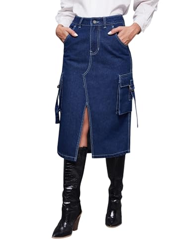 Image of Miss Chase Women's Regular High Rise Above Knee Stretchable Denim Skirt