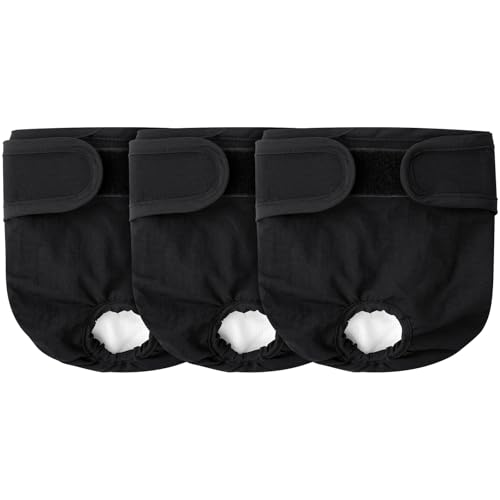 Aomig Hundewindeln Hündinnen 3Pcs Waschbare Auslaufsichere Läufigkeitshose Hündinnen Wiederverwendbare Damenbinden Höschen für Weibliche Haustiere Hochsaugfähige Nkontinenz Hundewindeln (Schwarz,XL)