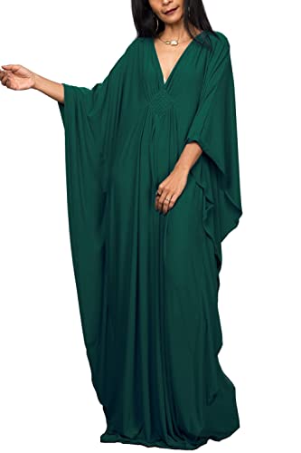 YOUKD Robe Longue Caftan Longue Couleur Unie pour Femme Grande Taille Maillot de Bain Plage Couverture