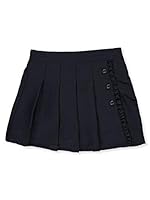 Nautica Girl's School Uniform Pleated Pull-on Scooter Skirt with Undershorts, Knit Waistband, Navy Ruffle, 6