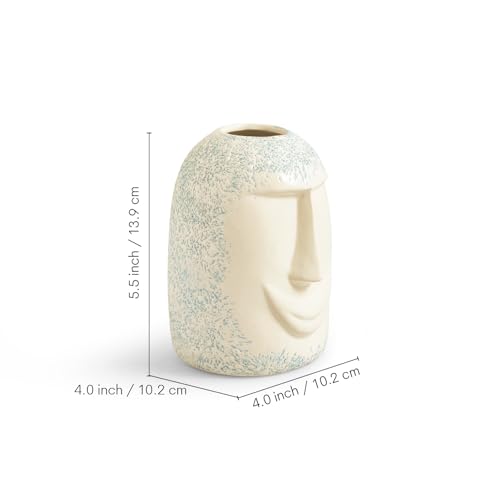 Image of ExclusiveLane 'Sculpted Harmony' Decorative Ceramic Flower Vase for Living Room Ceramic Vase for Home Decor Side Table Show Case Flower Vases Showpiece Gifts (Set of 2, 13.9 Cm, Handglazed Pottery)
