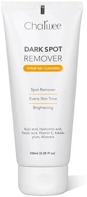 Charwee Dark Spot Remover Face Wash Scrub Gel Cleanser - 100ml | With Kojic and Hyaluronic Acid | Soothing Aloe Vera | Removes Dark Sports and Helps Brighten Skin